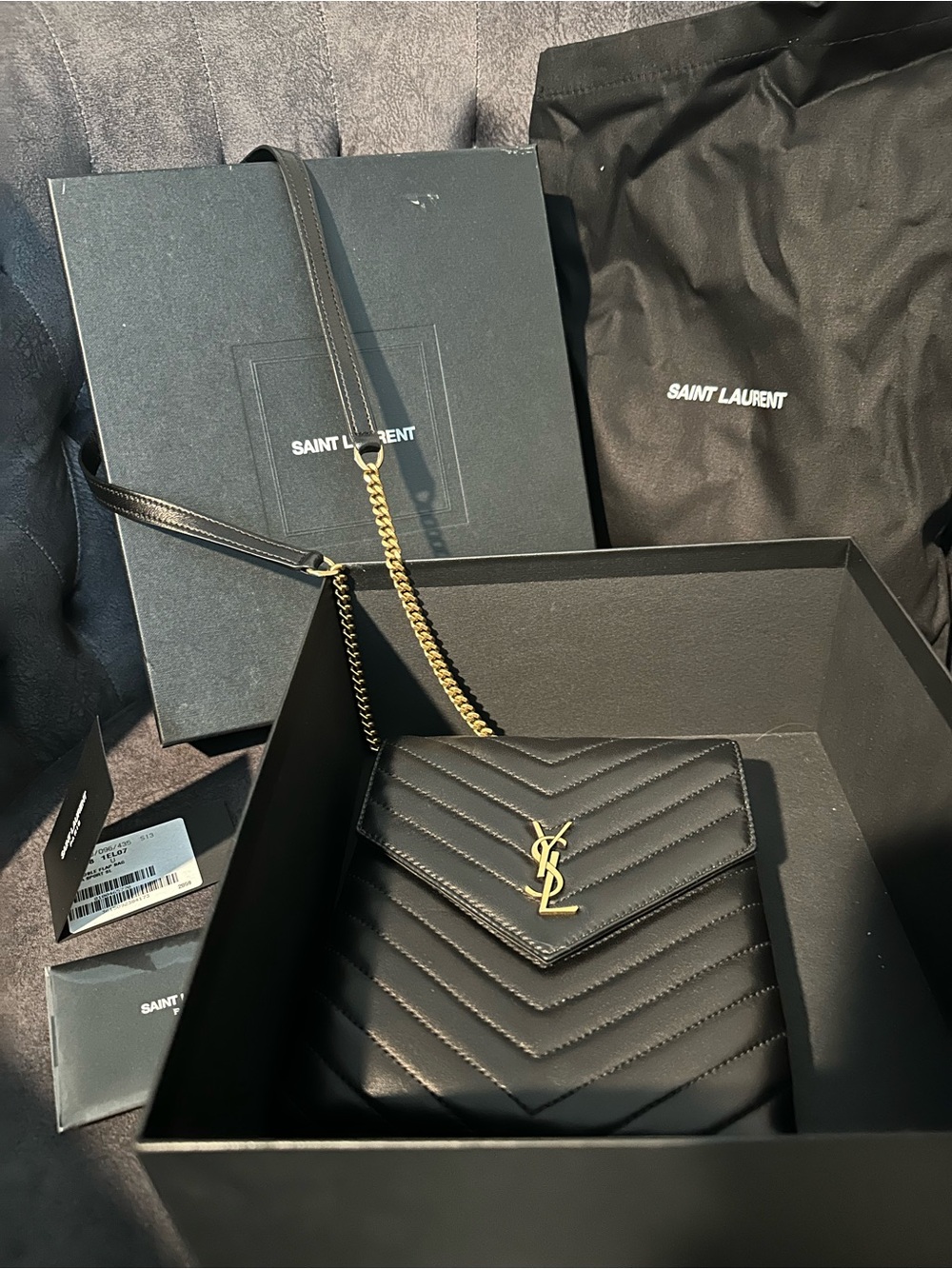 YSL Saint Laurent Quilted Leather Double Flap Crossbody Bag – Never Worn